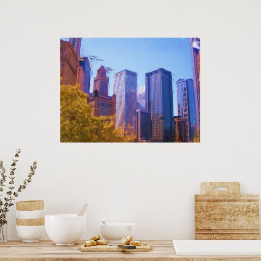 Chicago City Herfst ondertekend Poster (Keuken)