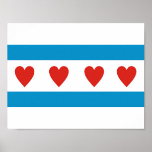 chicago city love flag hekelt usa verenigde staten poster