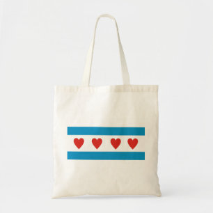 chicago city love flag hekelt usa verenigde staten tote bag