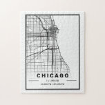 Chicago City Map | Moderne minimalistische tekenin Legpuzzel<br><div class="desc">Cool modern minimalist city map art - Chicago,  Illinois</div>