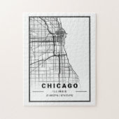 Chicago City Map | Moderne minimalistische tekenin Legpuzzel (Verticaal)