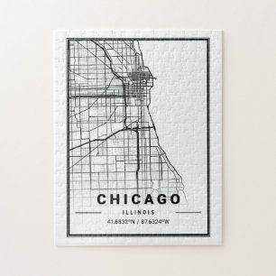 Chicago City Map   Moderne minimalistische tekenin Legpuzzel