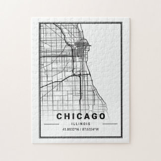 Chicago City Map | Moderne minimalistische tekenin Legpuzzel