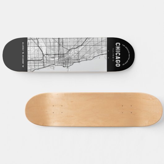 Chicago City Map Persoonlijk Skateboard (Horizontaal)