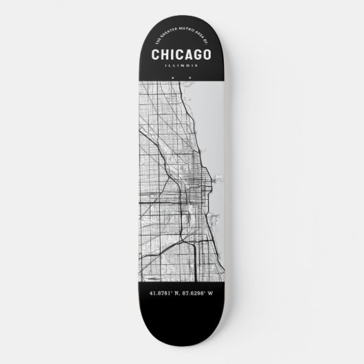 Chicago City Map Persoonlijk Skateboard (Voorkant)