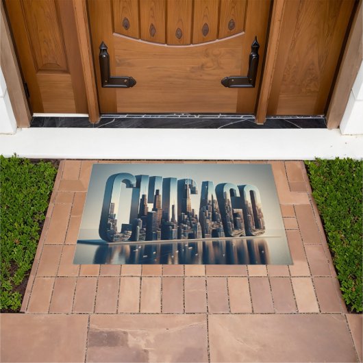 Chicago City met waterreflectie Deurmat (Buiten)