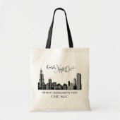 Chicago City Skyline Bachelorette Party Wedding Tote Bag (Voorkant)
