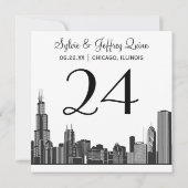 Chicago City Skyline Bruiloft Monogram Tafelnummer (Achterkant)