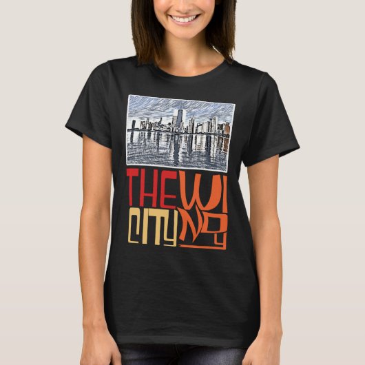 Chicago City Skyline  Chicago Skyline Silhouette T-shirt (Voorkant)