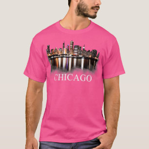 Chicago City Skyline Lights bij nacht Chicago Illi T-shirt