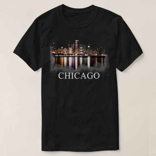 Chicago City Skyline Lights bij nacht Chicago Illi T-shirt (Design voorkant)