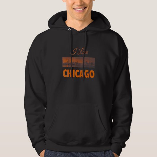 Chicago City Skyline Stylish Mode Kijk I Love C Hoodie (Voorkant)