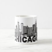 Chicago City Skyline Text Black and White Koffiemok (Center)