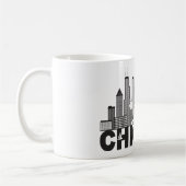 Chicago City Skyline Text Black and White Koffiemok (Links)