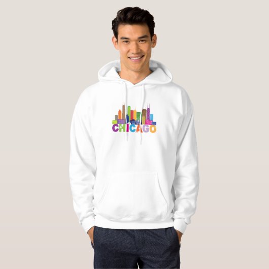 Chicago City Skyline Typografie Hoodie (Voorkant volledig)