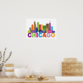 Chicago City Skyline Typografie Poster (Keuken)