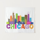 Chicago City Skyline Typografie Wandkleed (Voorkant (horizontaal))