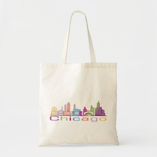 Chicago City Skyline Typography Hoodie Tote Bag (Voorkant)