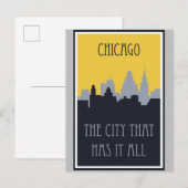 Chicago City Skyline Vintage Travel Poster Briefkaart (Voorkant / Achterkant)