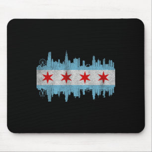Chicago City Skyline Vlag - Vintage Chicago City D Muismat