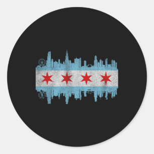 Chicago City Skyline Vlag - Vintage Chicago City D Ronde Sticker
