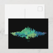 Chicago City Skyline Waterverf in blauw en groen Briefkaart (Voorkant / Achterkant)