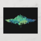 Chicago City Skyline Waterverf in blauw en groen Briefkaart (Voorkant)