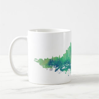Chicago City Skyline Waterverf in blauw en groen Koffiemok
