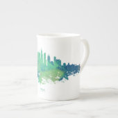 Chicago City Skyline Waterverf in blauw en groen Porselein Kop (Voorkant rechts)