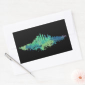 Chicago City Skyline Waterverf in blauw en groen Rechthoekige Sticker (Envelop)
