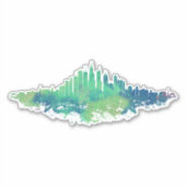 Chicago City Skyline Waterverf in blauw en groen Sticker (Voorkant)