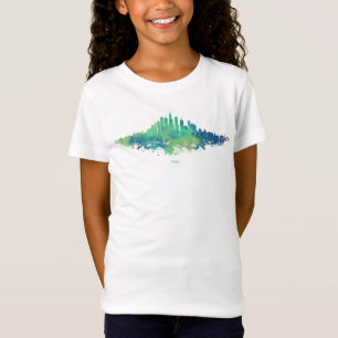 Chicago City Skyline Waterverf in blauw en groen T-shirt