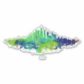Chicago City Skyline Waterverf in blauw en limoen Sticker (Voorkant)