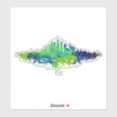 Chicago City Skyline Waterverf in blauw en limoen Sticker (Vel)