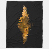 Chicago City Skyline Waterverf in sinaasappel Fleece Deken (Voorkant)