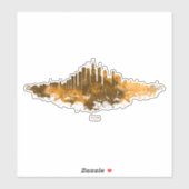 Chicago City Skyline Waterverf in sinaasappel Sticker (Vel)