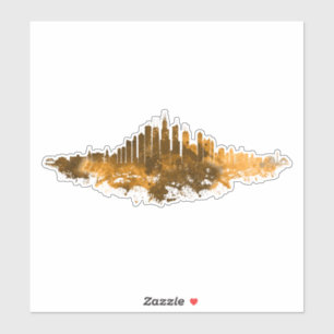 Chicago City Skyline Waterverf in sinaasappel Sticker
