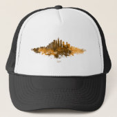 Chicago City Skyline Waterverf in sinaasappel Trucker Pet (Voorkant)