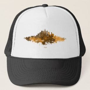 Chicago City Skyline Waterverf in sinaasappel Trucker Pet