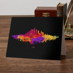 Chicago City Skyline Waterverf op wit Bedankkaart