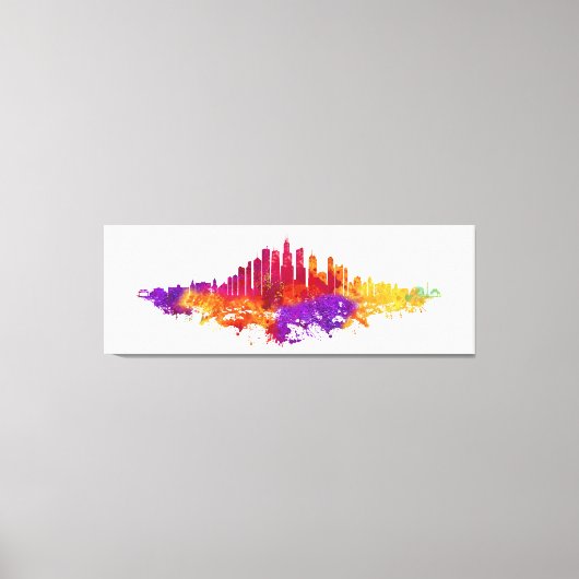 Chicago City Skyline Waterverf op wit Canvas Afdruk (Voorkant)