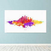 Chicago City Skyline Waterverf op wit Canvas Afdruk (Insitu (Houten vloer))