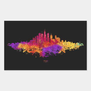 Chicago City Skyline Waterverf op wit Rechthoekige Sticker