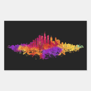 Chicago City Skyline Waterverf op wit Rechthoekige Sticker