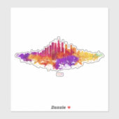 Chicago City Skyline Waterverf op wit Sticker (Vel)