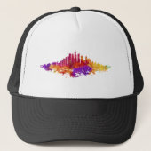 Chicago City Skyline Waterverf op wit Trucker Pet (Voorkant)