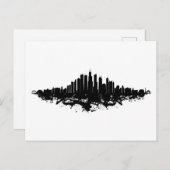 Chicago City Skyline Waterverf Zwart-wit Briefkaart (Voorkant / Achterkant)