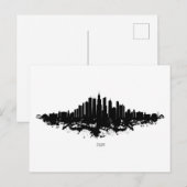 Chicago City Skyline Waterverf Zwart-wit Briefkaart (Voorkant / Achterkant)