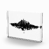 Chicago City Skyline Waterverf Zwart-wit Fotoblokken (Rechts)