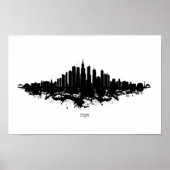 Chicago City Skyline Waterverf Zwart-wit Poster (Voorkant)